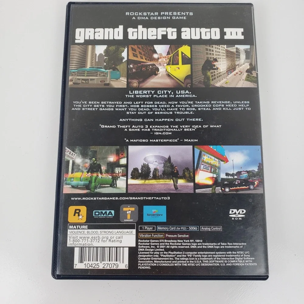 Grand Theft‎ Auto III Sony PlayStation 2 PS2 2001 Black Label GTA 3 Complete CIB